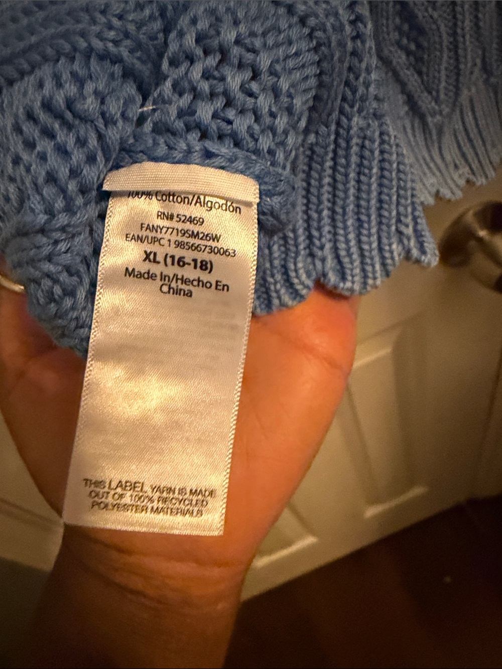 Crop Cable-Knit Sleeveless Sweater Vest in Light Blue by Free Assembly - Picture 8 of 8
